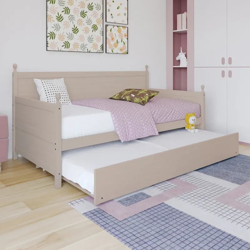 Mid-Century Modern Wooden Twin Size Daybed With Trundle