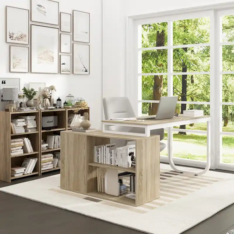 L-shaped executive desk With 3 Drawers for Home and Office