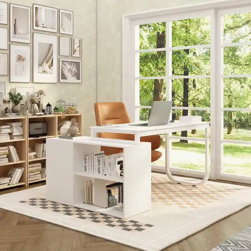 L-shaped executive desk With 3 Drawers for Home and Office