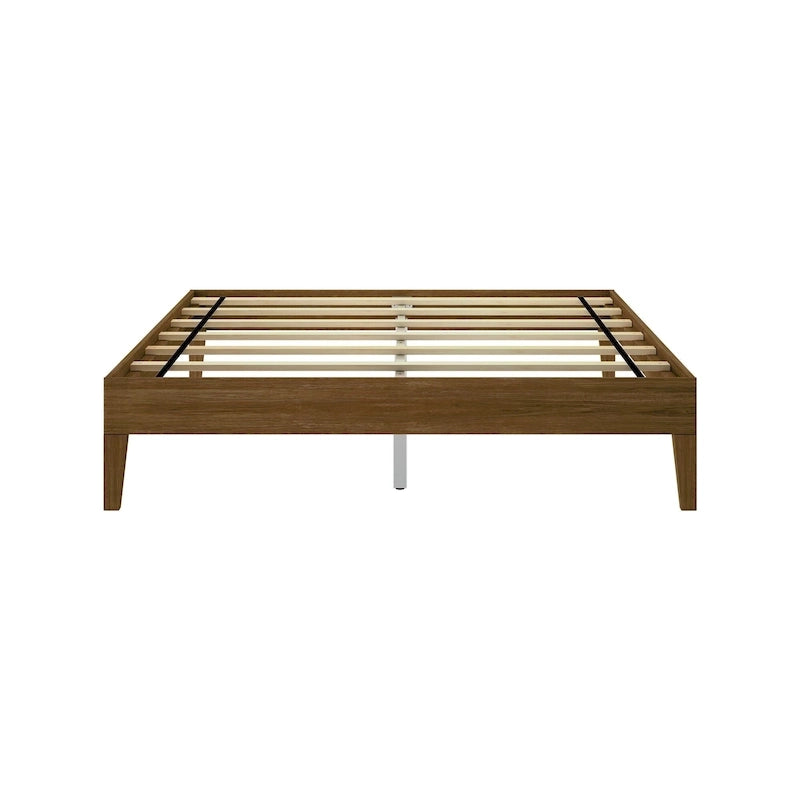 Manželská postel s roštem a minimalistickým designem z masivního dřeva