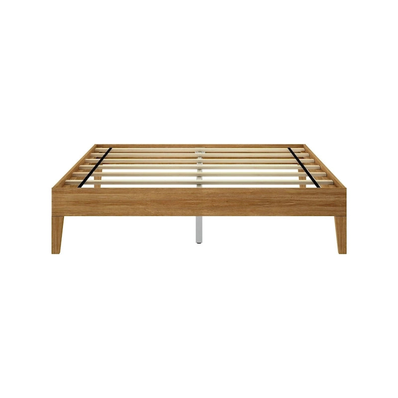 Manželská postel s roštem a minimalistickým designem z masivního dřeva