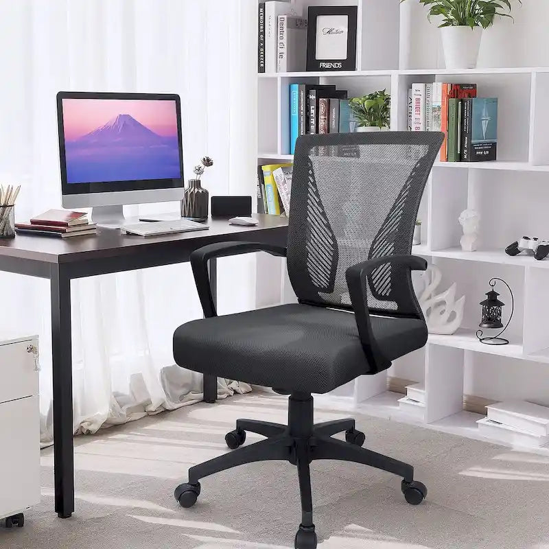 Mid-Back Mesh Office Chair with Lumbar Support and Armrest
