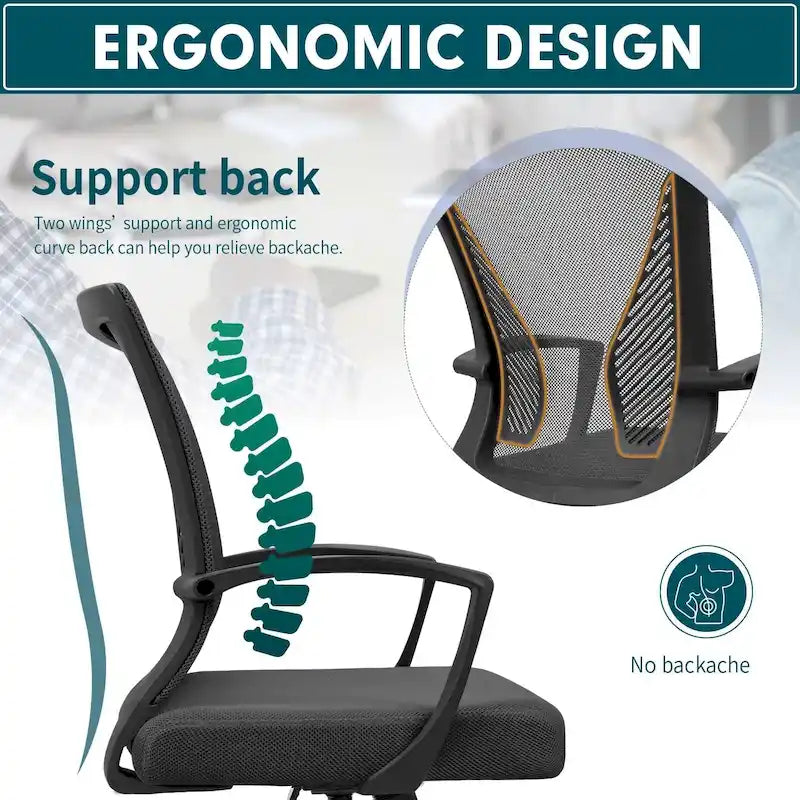 Mid-Back Mesh Office Chair with Lumbar Support and Armrest