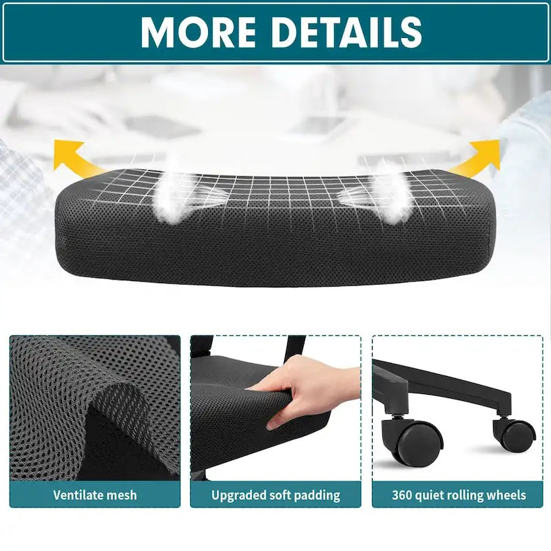 Mid-Back Mesh Office Chair with Lumbar Support and Armrest