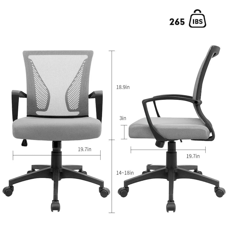 Kancelářská židle se síťovaným opěradlem, bederní opěrkou a područkami
