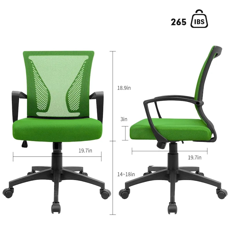 Kancelářská židle se síťovaným opěradlem, bederní opěrkou a područkami