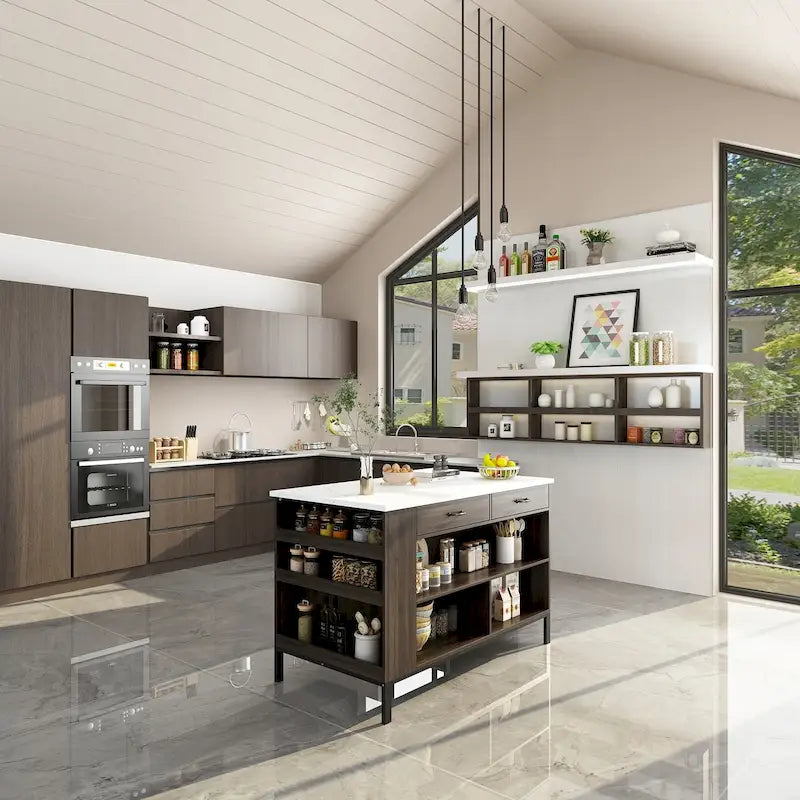 Kitchen Island w/Storage Island Table Kitchen Table w/Large Workspace