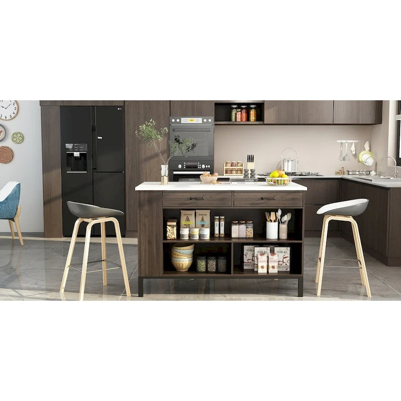 Kitchen Island with Storage and Large Workspace