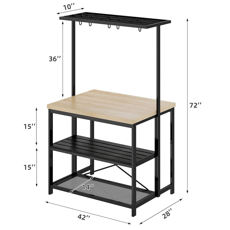 42 Kitchen Island Table Microwave Stand Oven Shelf with Storage - 42D x 28W x 72H