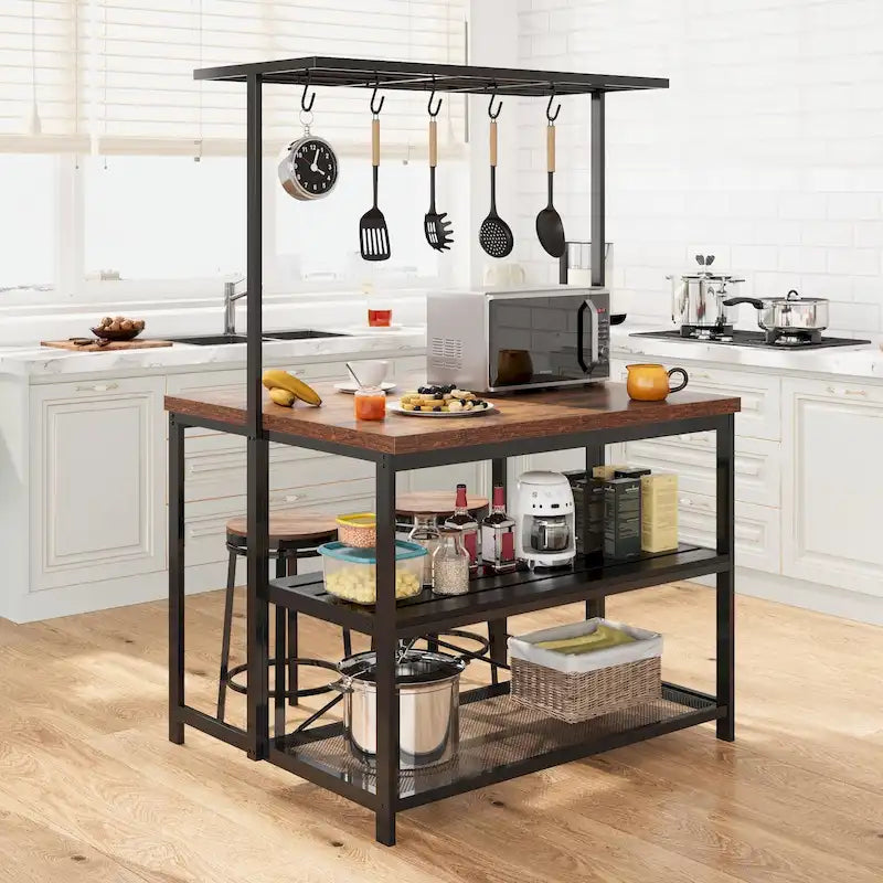 42 Kitchen Island Table Microwave Stand Oven Shelf with Storage - 42D x 28W x 72H