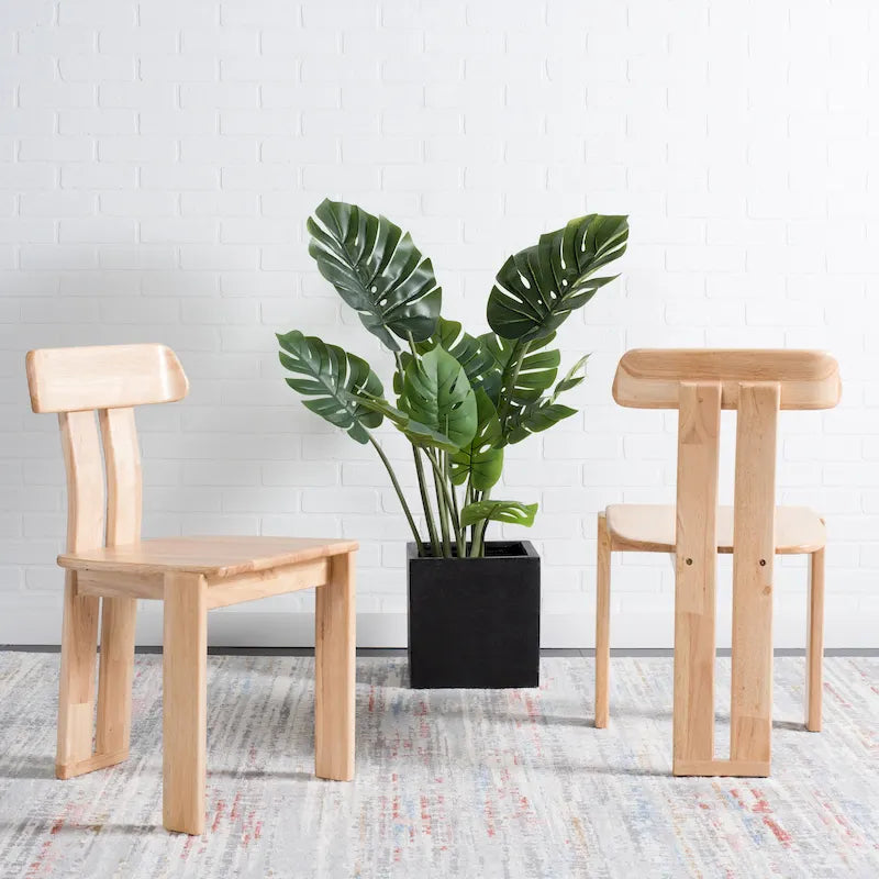 Mid-Century Wood Dining Chair with Tripod Base