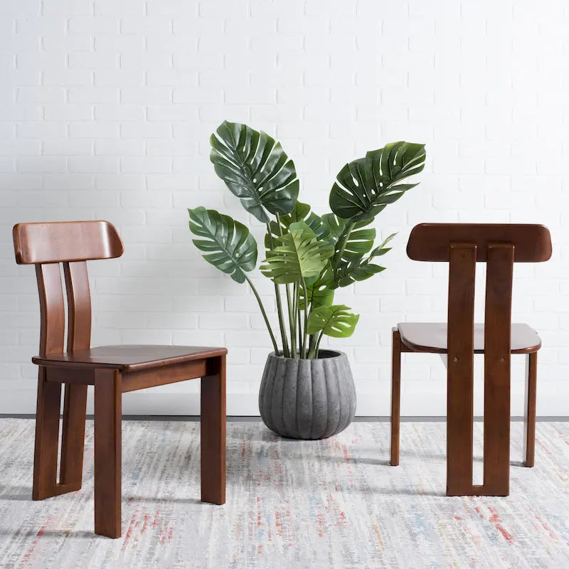 Mid-Century Wood Dining Chair with Tripod Base