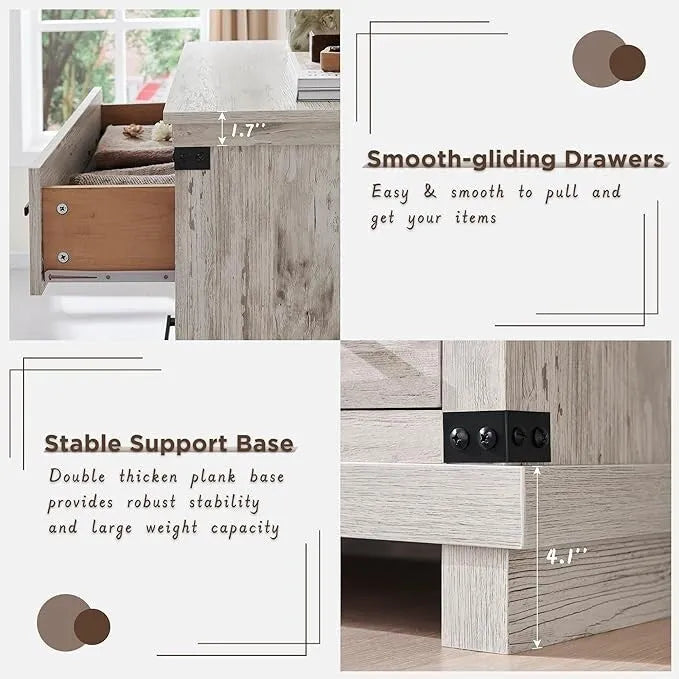 Farmhouse 6 Drawers Dresser, Wood Chest of Drawers, Closet Dresser