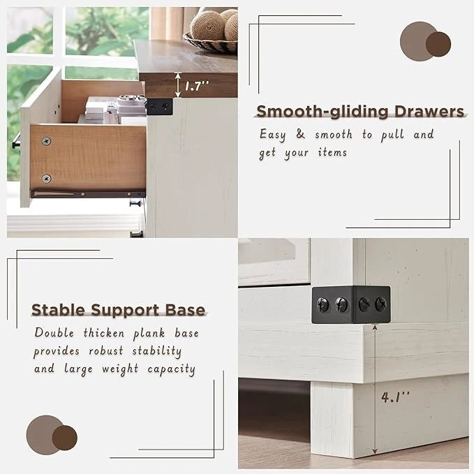 Farmhouse 6 Drawers Dresser, Wood Chest of Drawers, Closet Dresser