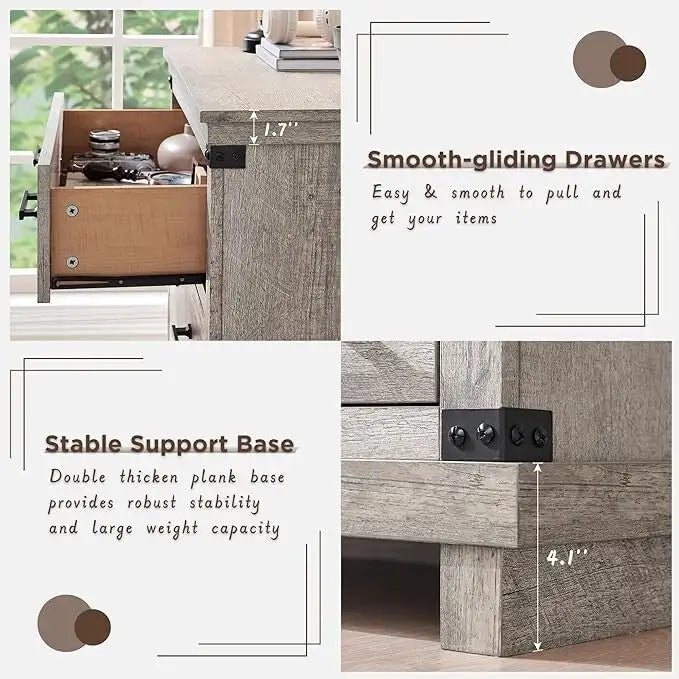 Farmhouse 6 Drawers Dresser, Wood Chest of Drawers, Closet Dresser