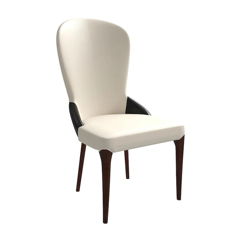 Leather Upholstered Solid Wood Dining Chair Two-Tone Color Design