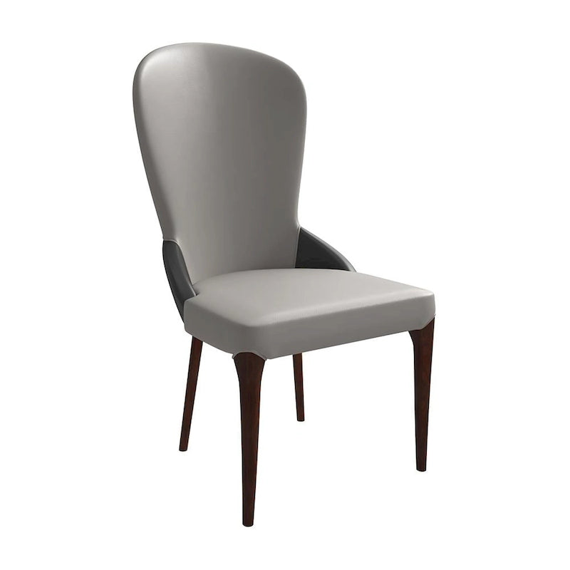 Leather Upholstered Solid Wood Dining Chair Two-Tone Color Design