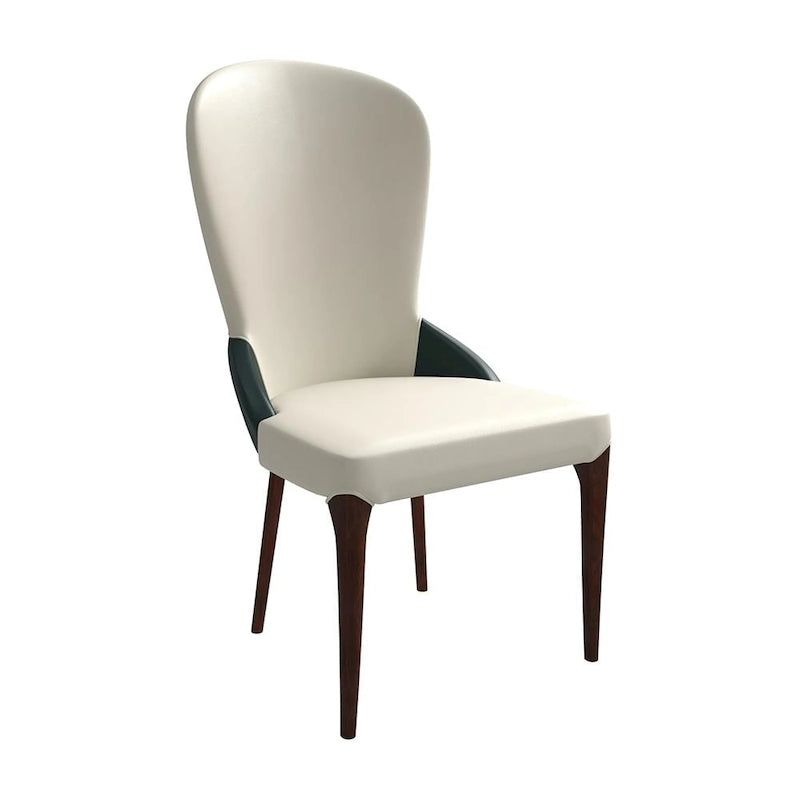 Leather Upholstered Solid Wood Dining Chair Two-Tone Color Design