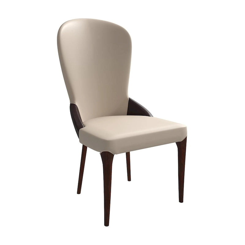 Leather Upholstered Solid Wood Dining Chair Two-Tone Color Design