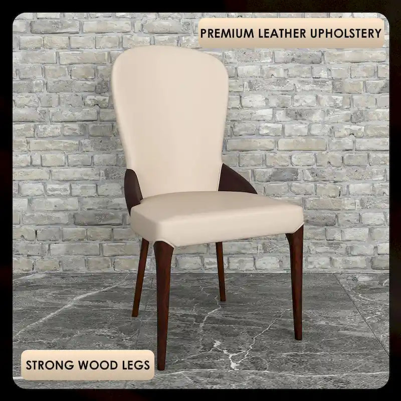 Leather Upholstered Solid Wood Dining Chair Two-Tone Color Design