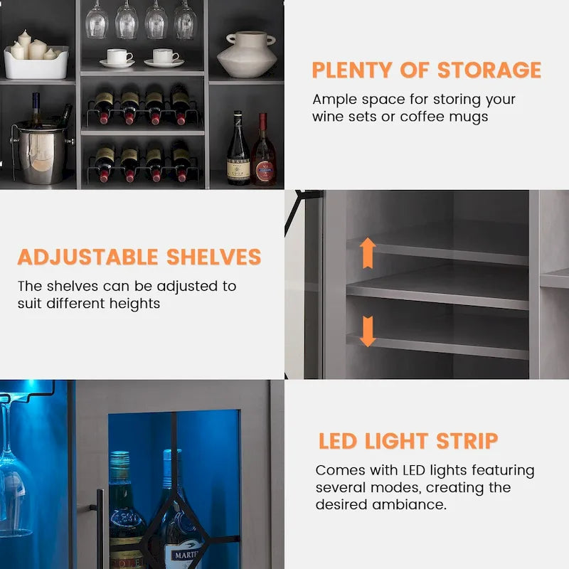 Vinotéka s LED osvětlením – 39,9 cm (H) x 119,9 cm (Š) x 87,9 cm (V)