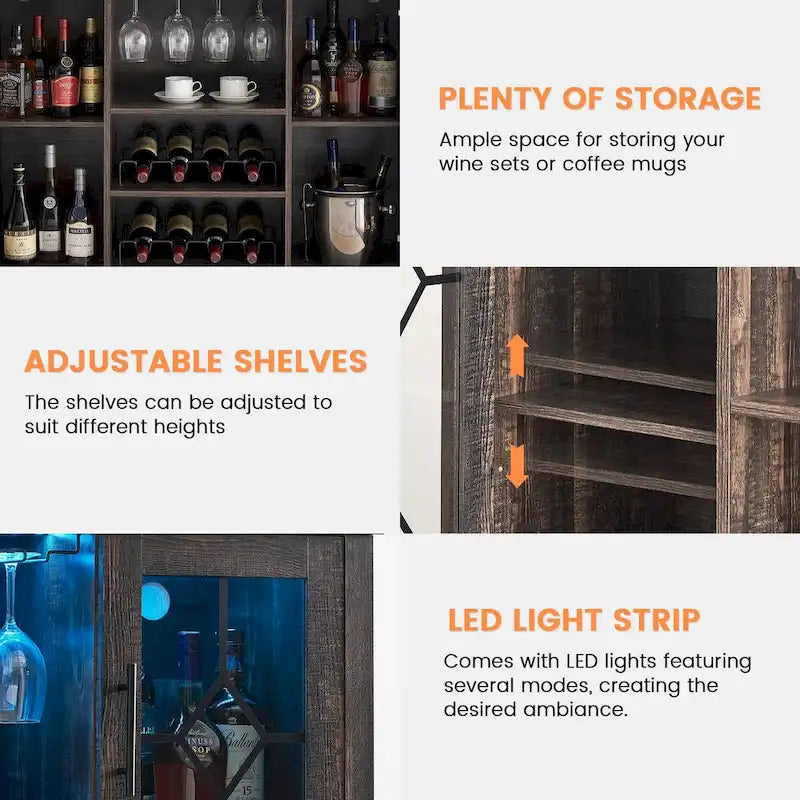 Vinotéka s LED osvětlením – 39,9 cm (H) x 119,9 cm (Š) x 87,9 cm (V)