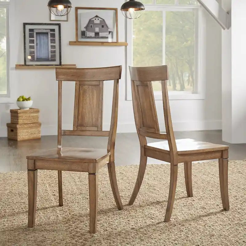 Panel Back Wood Dining Chair (Set of 2)
