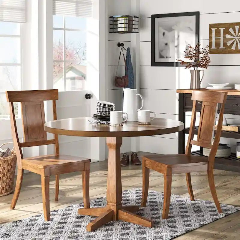 Panel Back Wood Dining Chair (Set of 2)